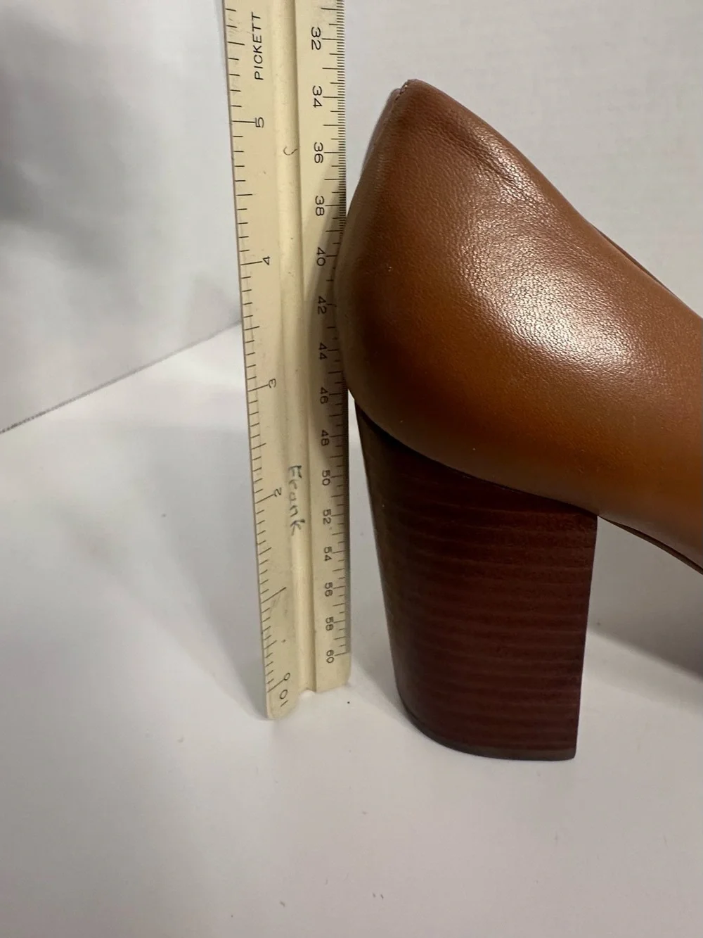 Tory Burch Tan Leather Logo Round-Toe Heels